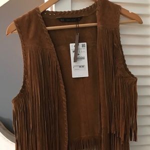 Zara fringe vest NWT